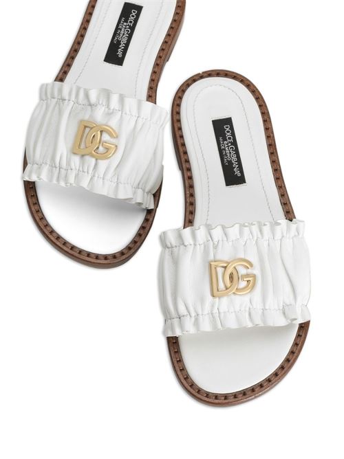 Ciabatte bambina Dolce e Gabbana bianche con logo Dolce & Gabbana Kids | D11373A185080001